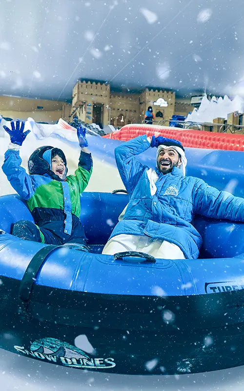 Snow-covered play area inside Snow Dunes Theme Park